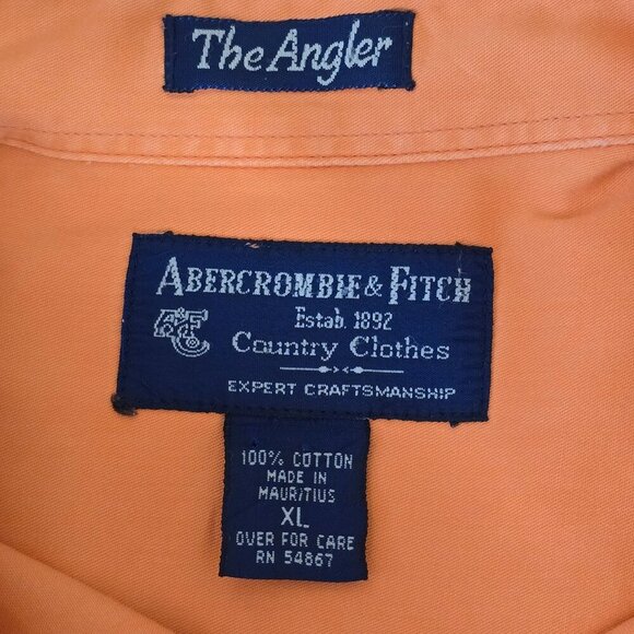 ABERCROMBIE AND FITCH THE ANGLER LONG SLEEVE FISHING SHIRT ORANGE MENS SIZE XL - Picture 3 of 4